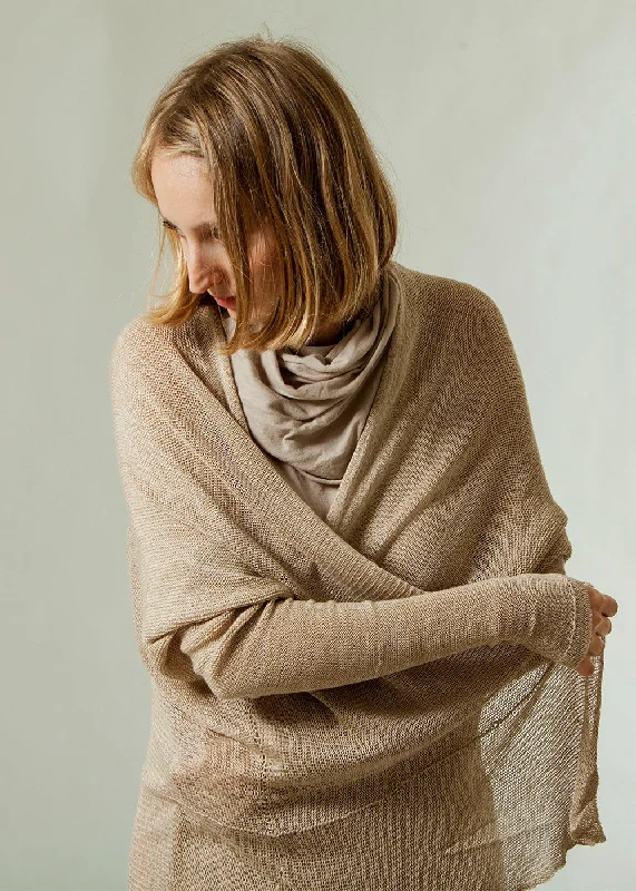 Bamboo Cardigan - Sand Classic Women's Pin - striped