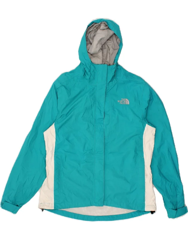 THE NORTH FACE Womens Hooded Rain Jacket UK 14 Medium Blue Colourblock