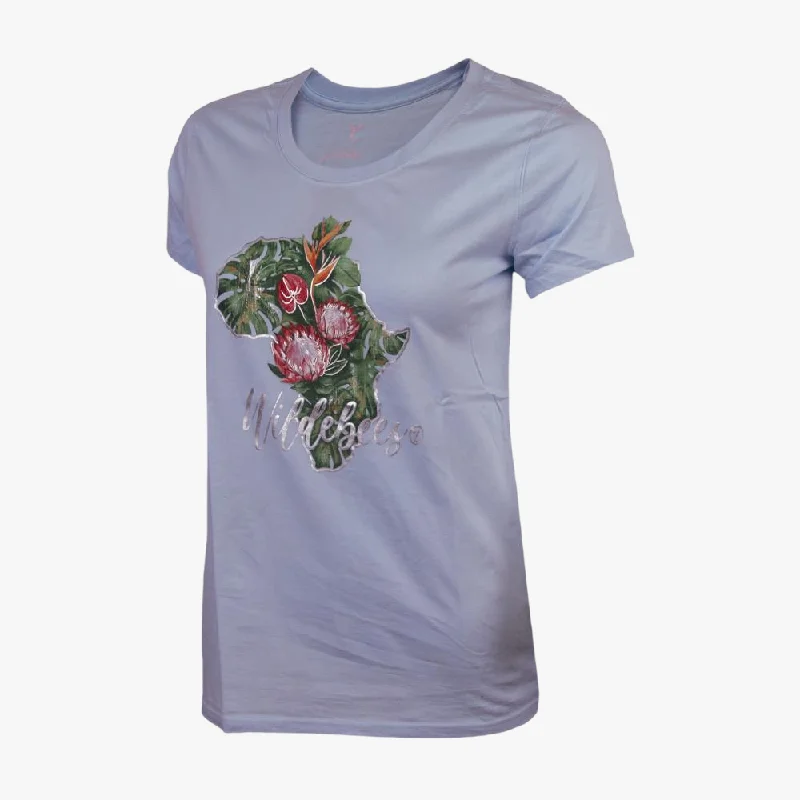 Wildebees Womens Tropical Africa Short Sleeve Tee Lilac Ash Mel Classic Women's Pin - striped Wildebees Womens Tropical Africa Short Sleeve Tee Lilac Ash Mel Classic Women's Pin - striped
