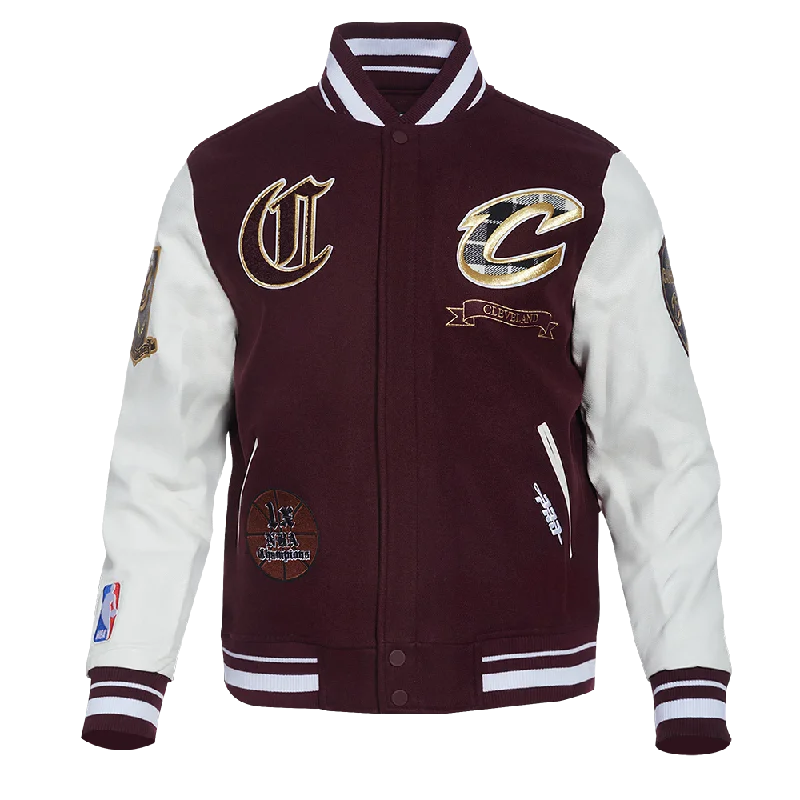 NBA CLEVELAND CAVALIERS PRO PREP WOOL MEN'S VARSITY JACKET (WINE/WHITE)