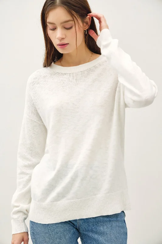 Ivory Oversized Slub Knit Sweater Refined Women's Velvet