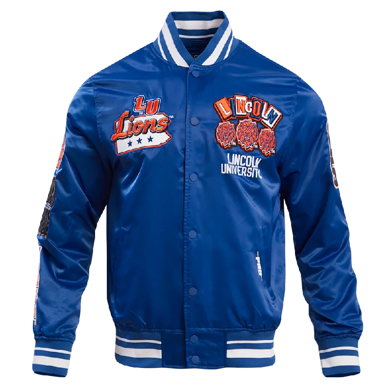 LINCOLN UNIVERSITY HOMECOMING RIB MEN'S SATIN JACKET (DODGER BLUE)