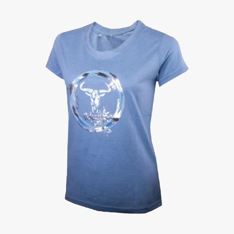Wildebees Womens Splatter Circle Short Sleeve Tee Blue Bell Vintage Women's 1970S 
