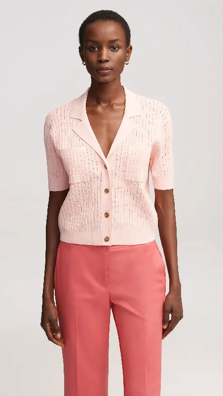 Collared Pocket Knit in Viscose Blend | Blush Monochromatic Office Style