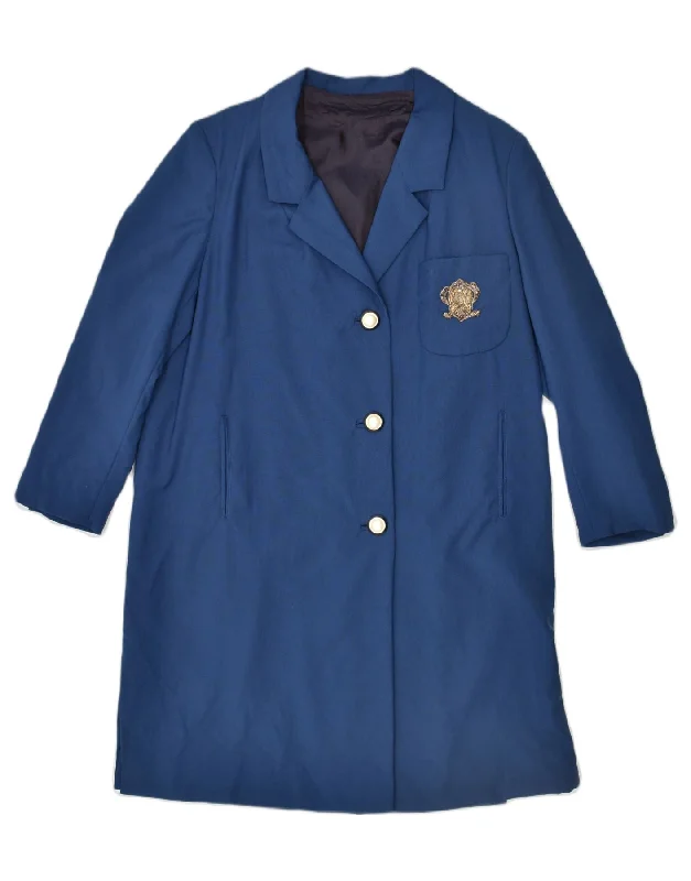 VINTAGE Womens Overcoat UK 16 Large Blue Relaxed Women's 