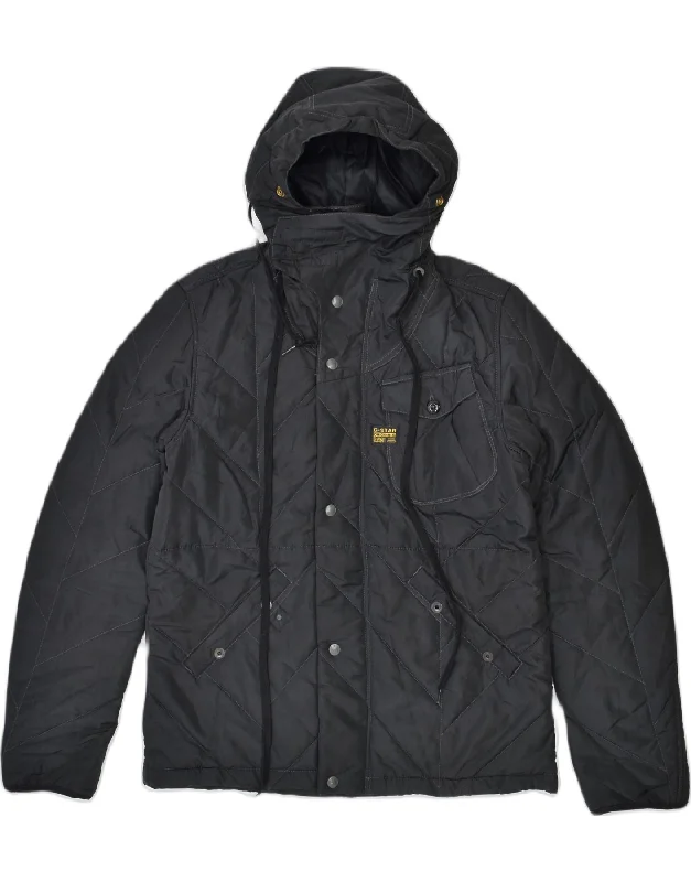 G-STAR Womens Hooded Windbreaker Jacket UK 40 Large Navy Blue Polyester Youthful Women's Pop