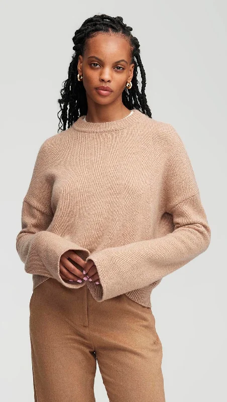 Everyday Boxy Crew in Wool-Cashmere | Camel Disco