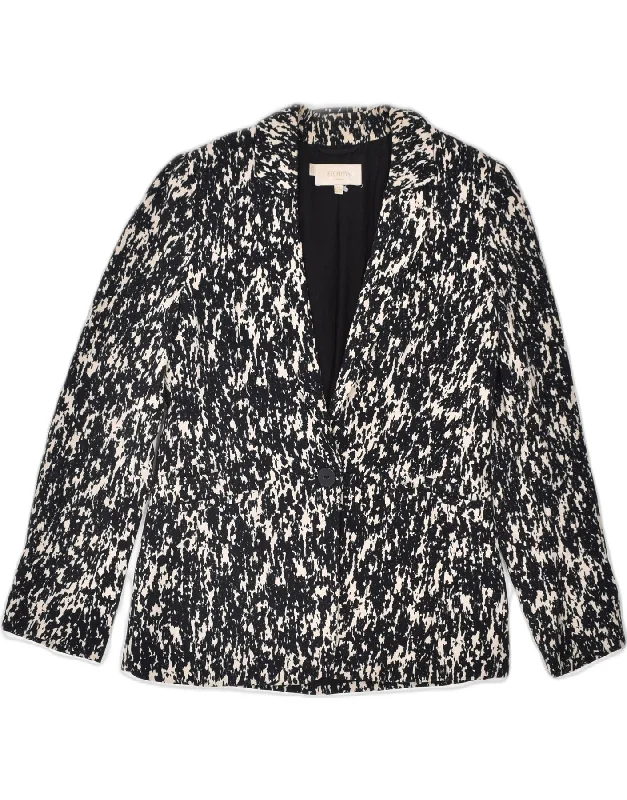 HOBBS Womens 1 Button Blazer Jacket UK 8 Small  Black Spotted Viscose Modern Women's 