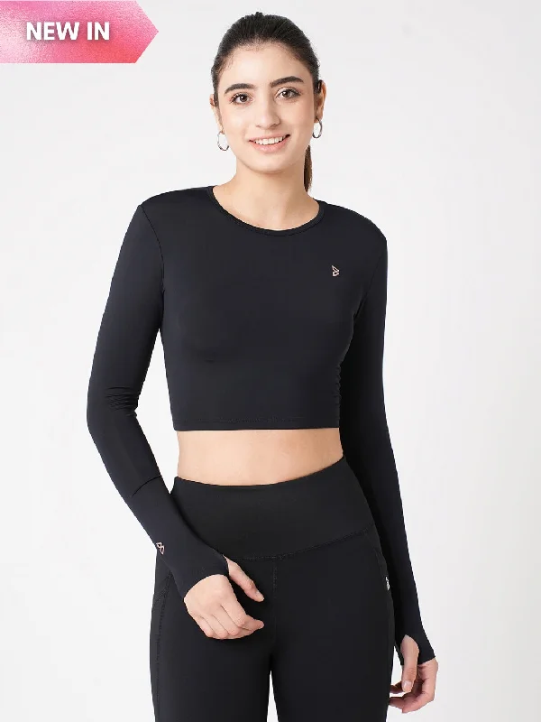 Black Tie-Up Crop Top