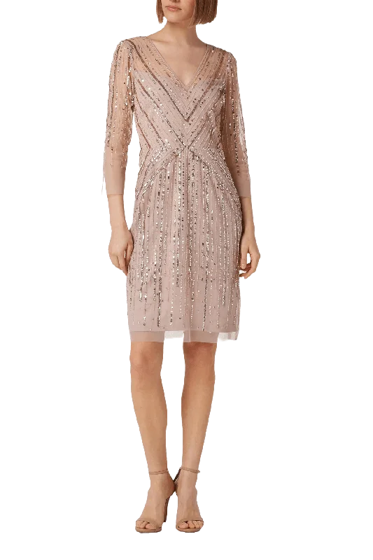 Adrianna Papell AP1E209226 - Sequin Quarter Sleeve Cocktail Dress