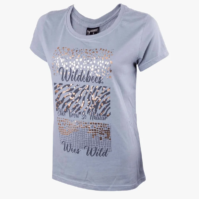 Wildebees Womens Animal Foil Short Sleeve Tee Dick Egg Trendy Women's 