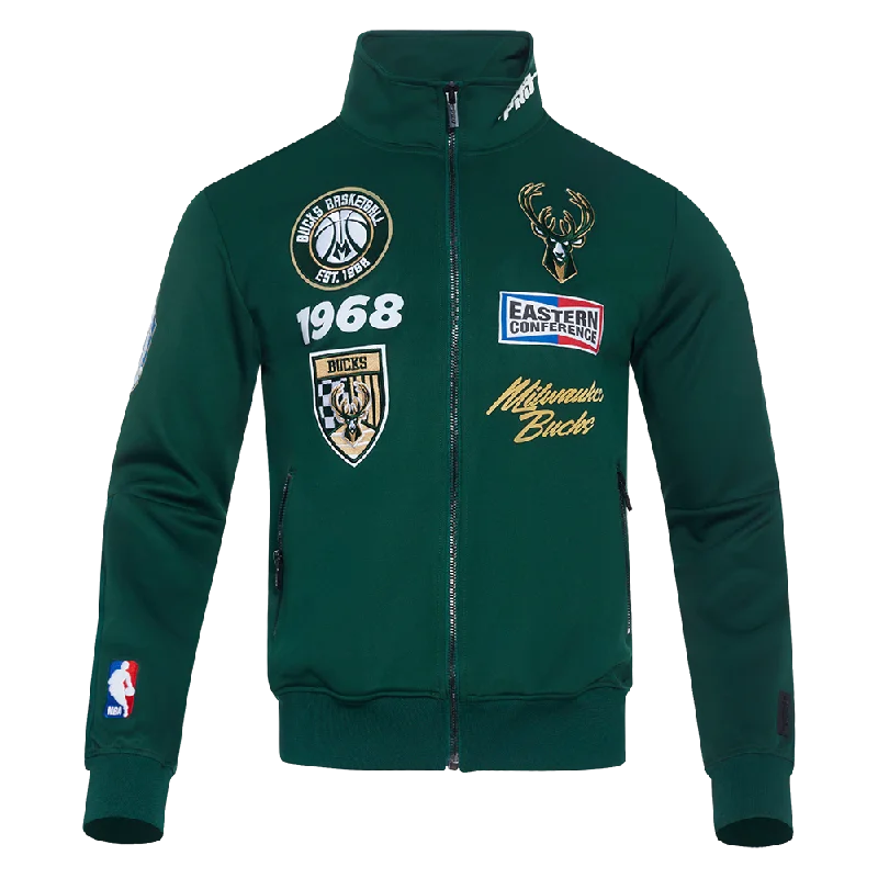 NBA MILWAUKEE BUCKS FAST LANE MEN'S DK TRACK JACKET (FOREST GREEN)