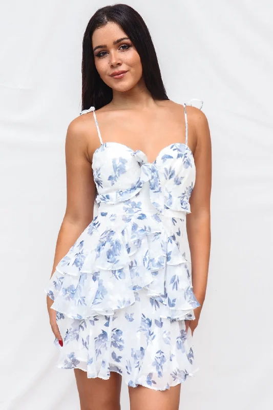 Hanni Mini Dress - Blue Floral