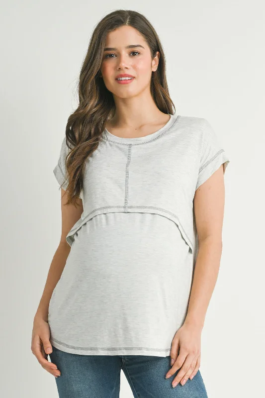 Double Layer Short Sleeve Maternity Nursing T Shirt