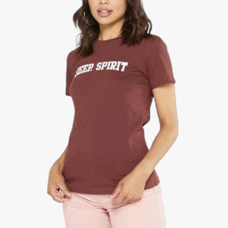 Jeep Ladies Applique Emb Short Sleeve Tee Danish Brown Women