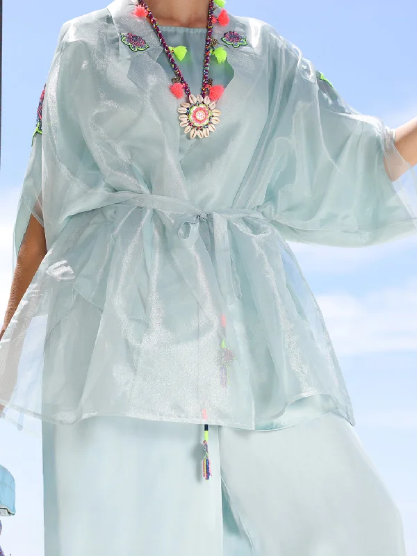 Ice Blue Shimmer Net Tunic - AL-LK-965