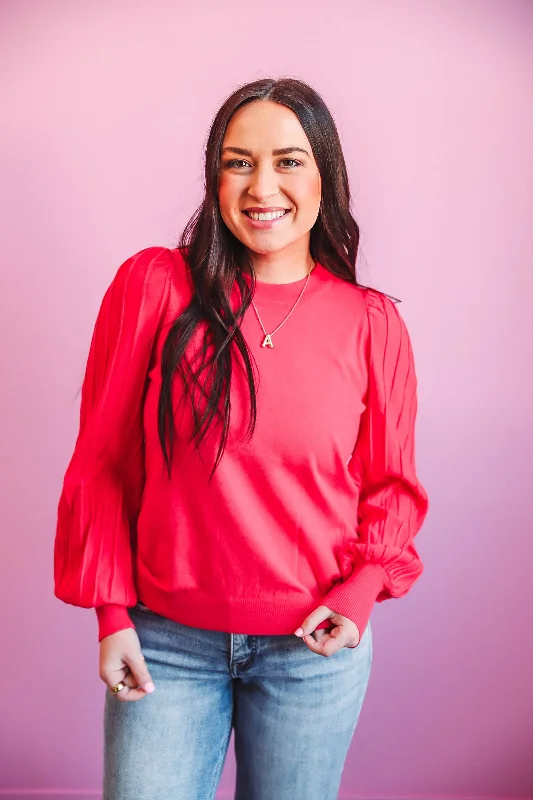 April Sweater-Bright Coral