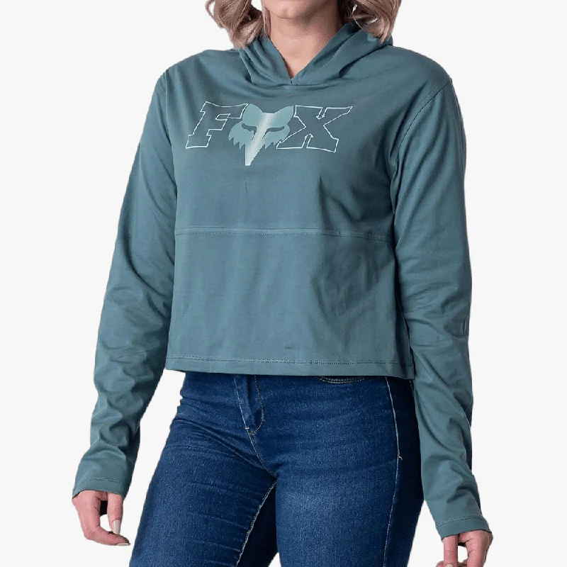 Fox Womens Lines Crop Long Sleeve Tee Gunmetal Feminine Women's Soft 
