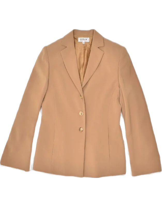 LE PUCK Womens 3 Button Blazer Jacket IT 42 Medium Brown Polyester Sleek Women's 