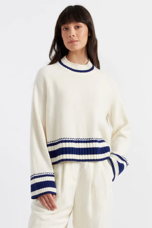 Cream Wool-Cashmere Guernsey Sweater Laid - back Women's Style