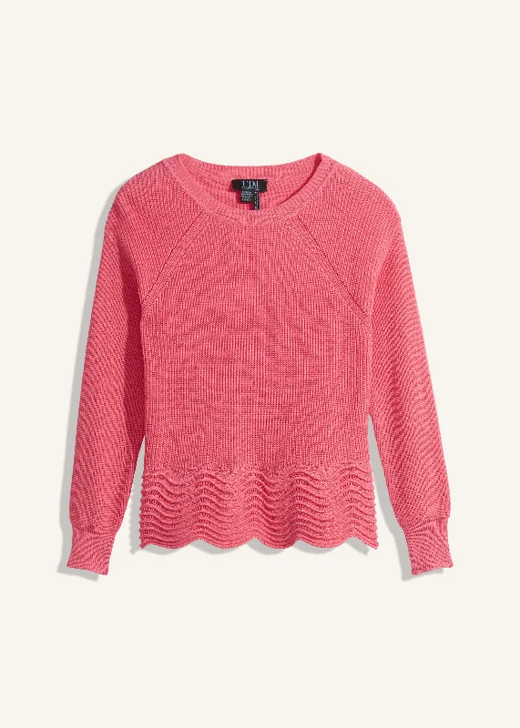 Scalloped Hem Sweater, Coral