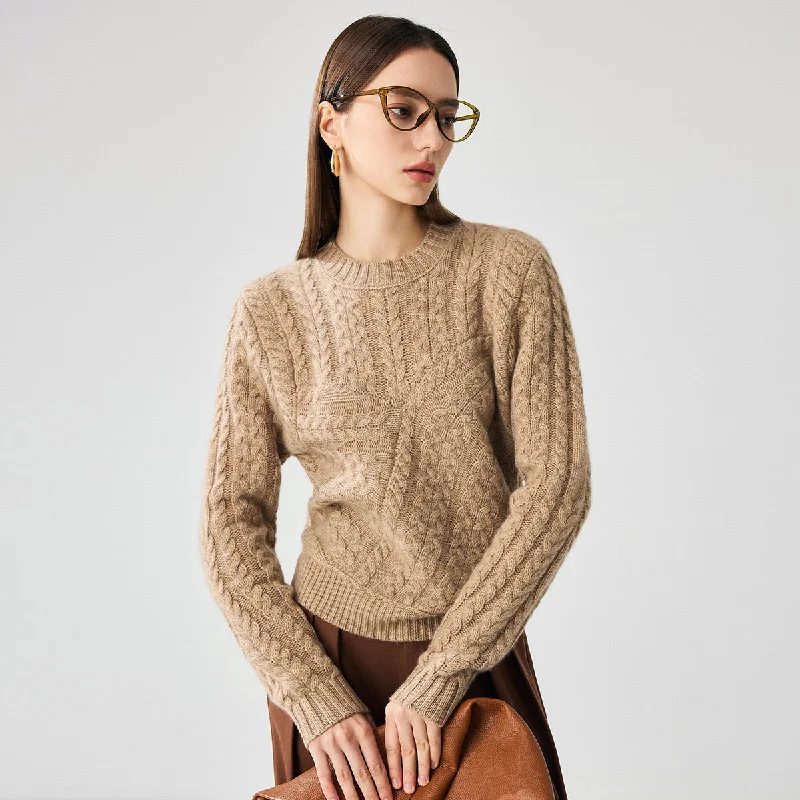 100% Cashmere Womens Chunky Cable Knit Sweater Preppy Women's College