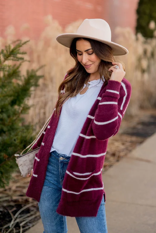 Striped Fuzzy Cardigan