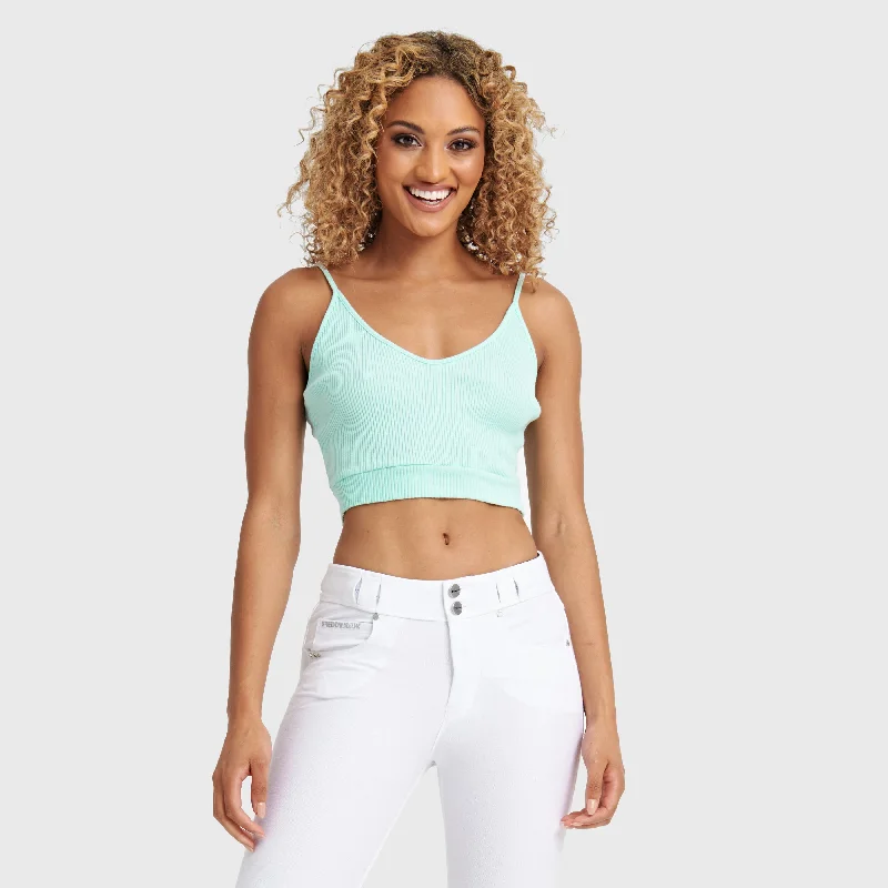 Cotton Ribbed Crop - Aqua