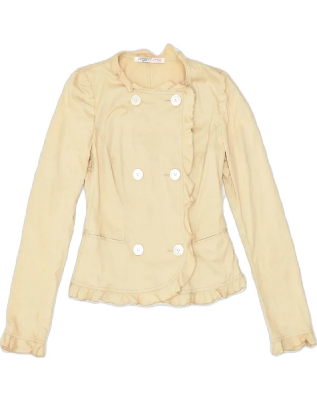 VINTAGE Womens Double Breasted Blazer Jacket UK 10 Small Beige Cool Women's Skate