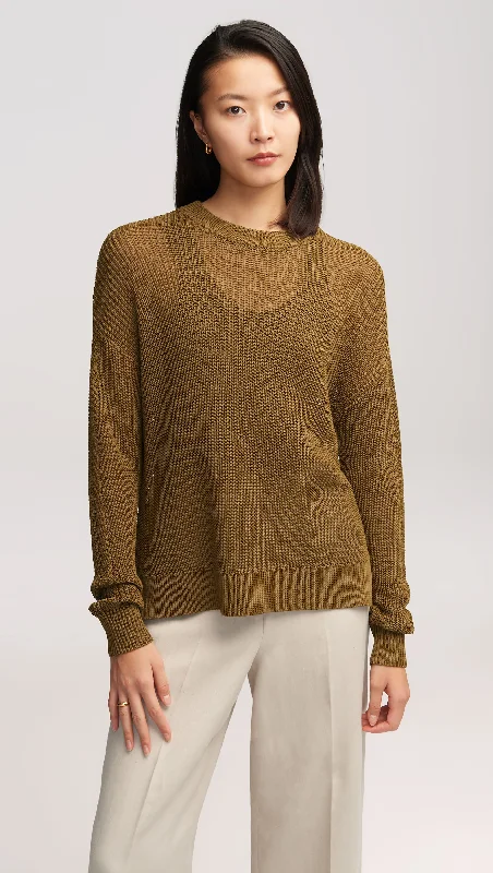 Summer Sweater in Mercerized Cotton | Khaki Green Sleek Women's Metallic