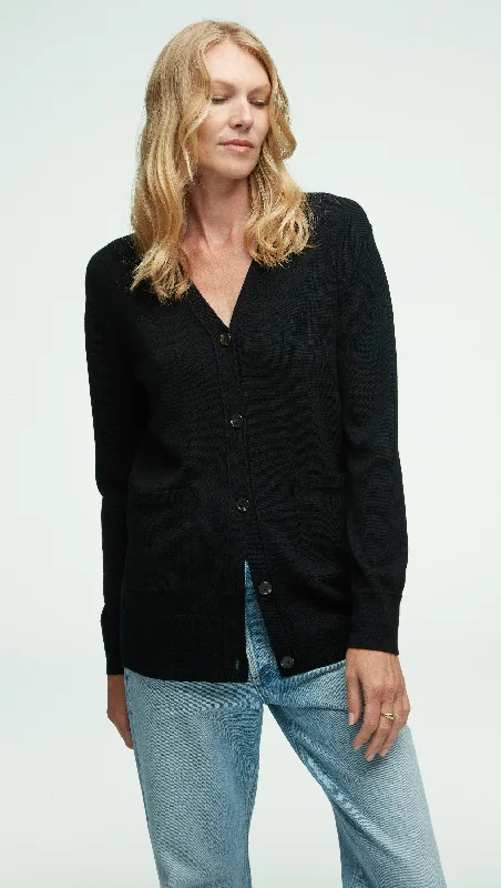 Everyday Cardigan in Merino Wool | Black Edgy Women's Punk