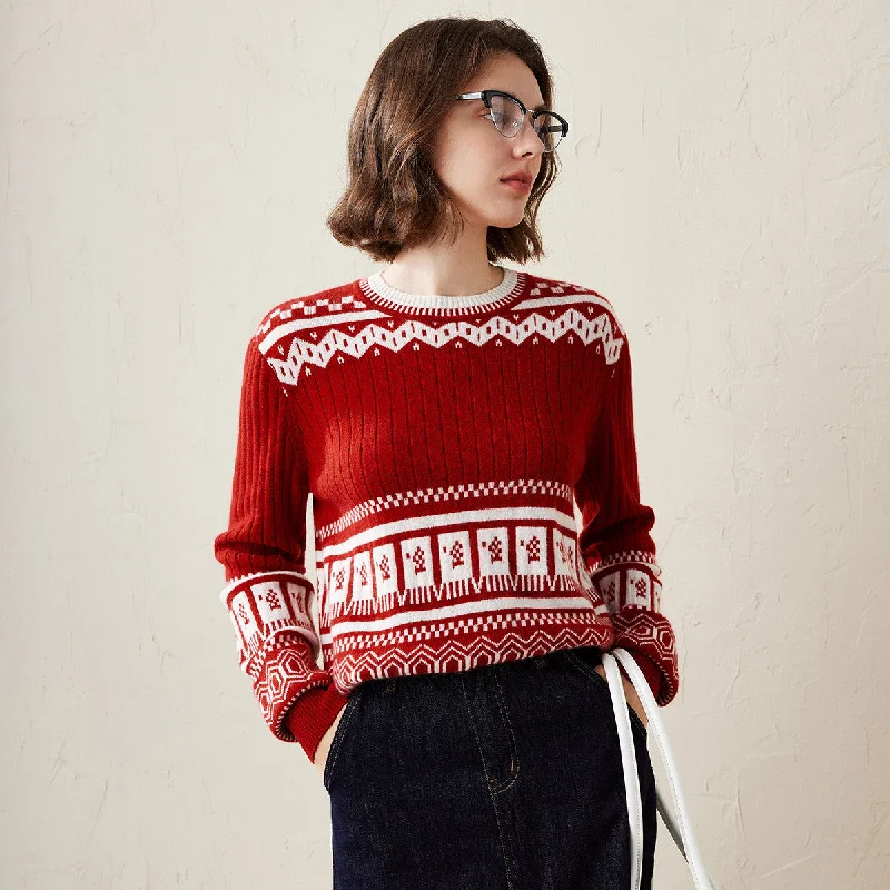 100% Cashmere Cozy Multicolor Sweater with Abstract Design Country