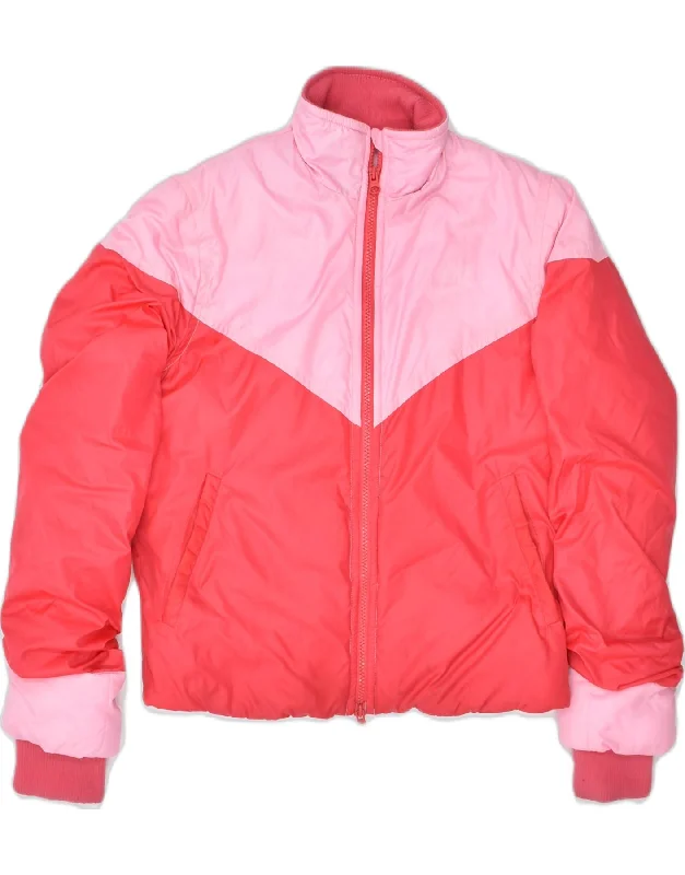 NIKE Womens Padded Jacket UK 12 Medium Pink Colourblock Polyester Sporty Women's Athleisure 