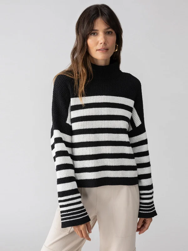 Stay Cozy Sweater Black Chalk Stripe Dapper Women's 1920S