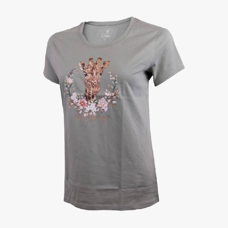Wildebees Womens Giraffe Wreath Short Sleeve Tee Pistachio European