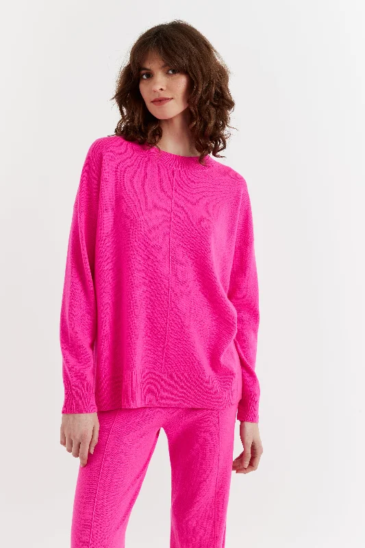 Fuchsia Wool-Cashmere Slouchy Sweater Modern Women's Tech