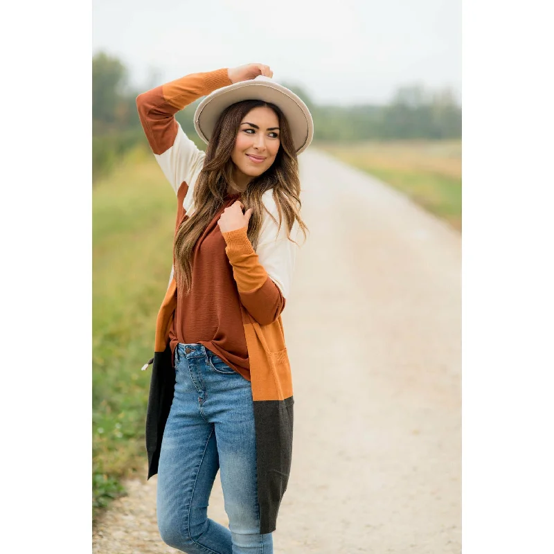 Quad Color Block So Soft Tunic Cardigan