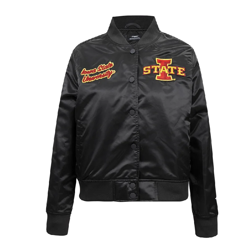 NCAA IOWA STATE UNIVERSITY CLASSIC SATIN JACKET (BLACK)