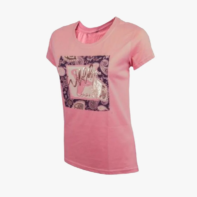 Wildebees Womens Paisley Short Sleeve Tee Blush Mel Minimalist Women's Casual