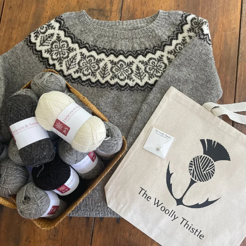 Silver Forest by Jennifer Steingass in Jamieson & Smith Supreme Yarn Kit Scandinavian