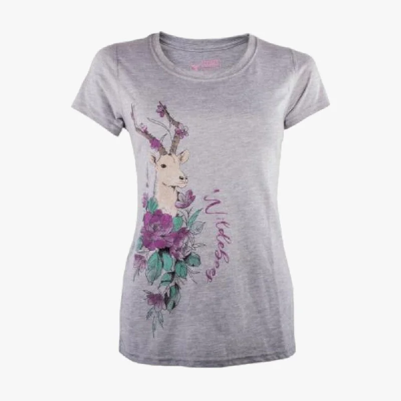 Wildebees Womens Side Impala Short Sleeve Tee Grey Mel Luxurious Women's High -  end