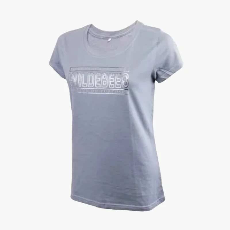 Wildebees Womens Zebby Text Short Sleeve Tee Duck Egg Mel Relaxed Women's Beachy