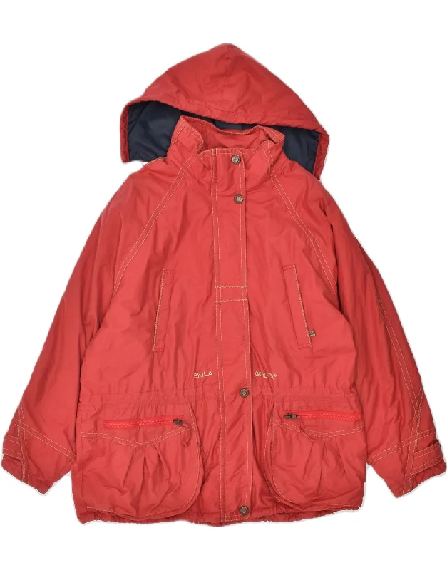 VINTAGE Womens Oversized Hooded Windbreaker Jacket UK 14 Large Red Athletic Women's High - VINTAGE Womens Oversized Hooded Windbreaker Jacket UK 14 Large Red Athletic Women's High -