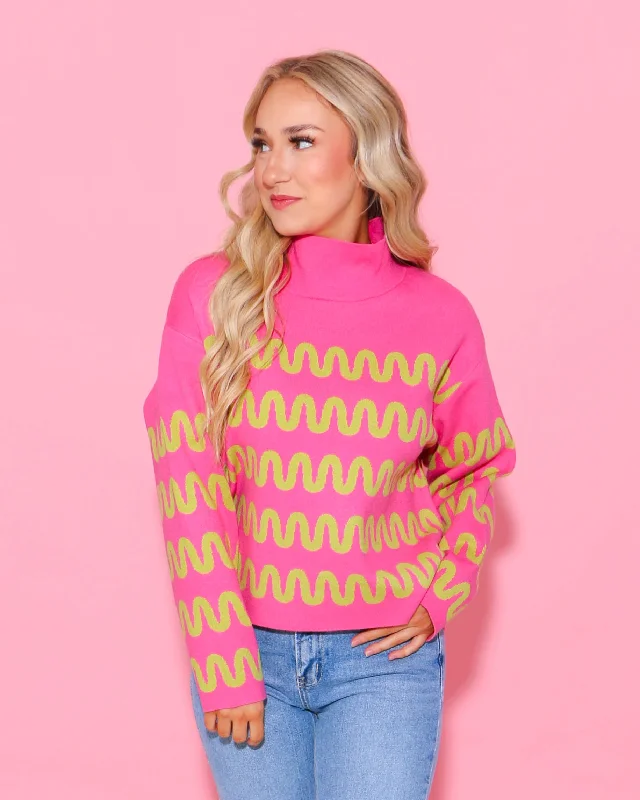 Hot Pink Squiggle Sweater Cashmere