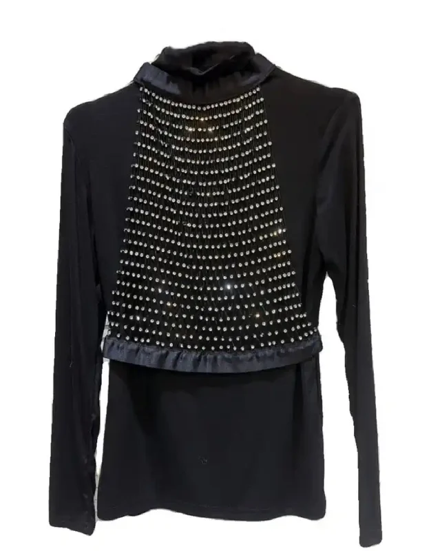 Jersey Knit with rhinestone overlay top Elegant Women's Formal 
