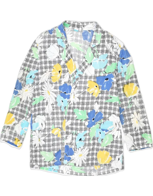 VINTAGE Womens Double Breasted Blazer Jacket EU 38 Medium Multicoloured Trendy Women's Oversized VINTAGE Womens Double Breasted Blazer Jacket EU 38 Medium Multicoloured Trendy Women's Oversized