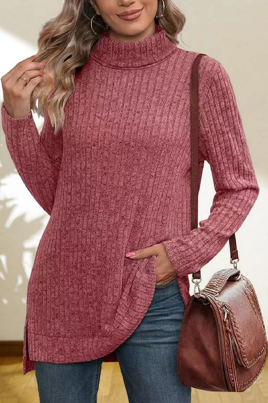 Turtleneck High Low Top Dynamic Women's Moto