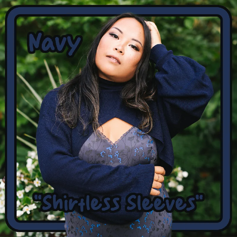 Navy "Shirtless Sleeves" Shrug Refined Women's Hand - crafted