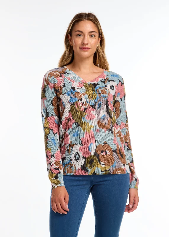 Printed V-Neck Sweater