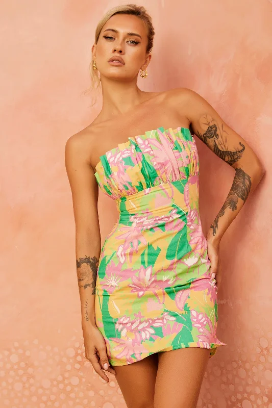 Flowers Of Love Mini Dress - Pink Multi Cashmere